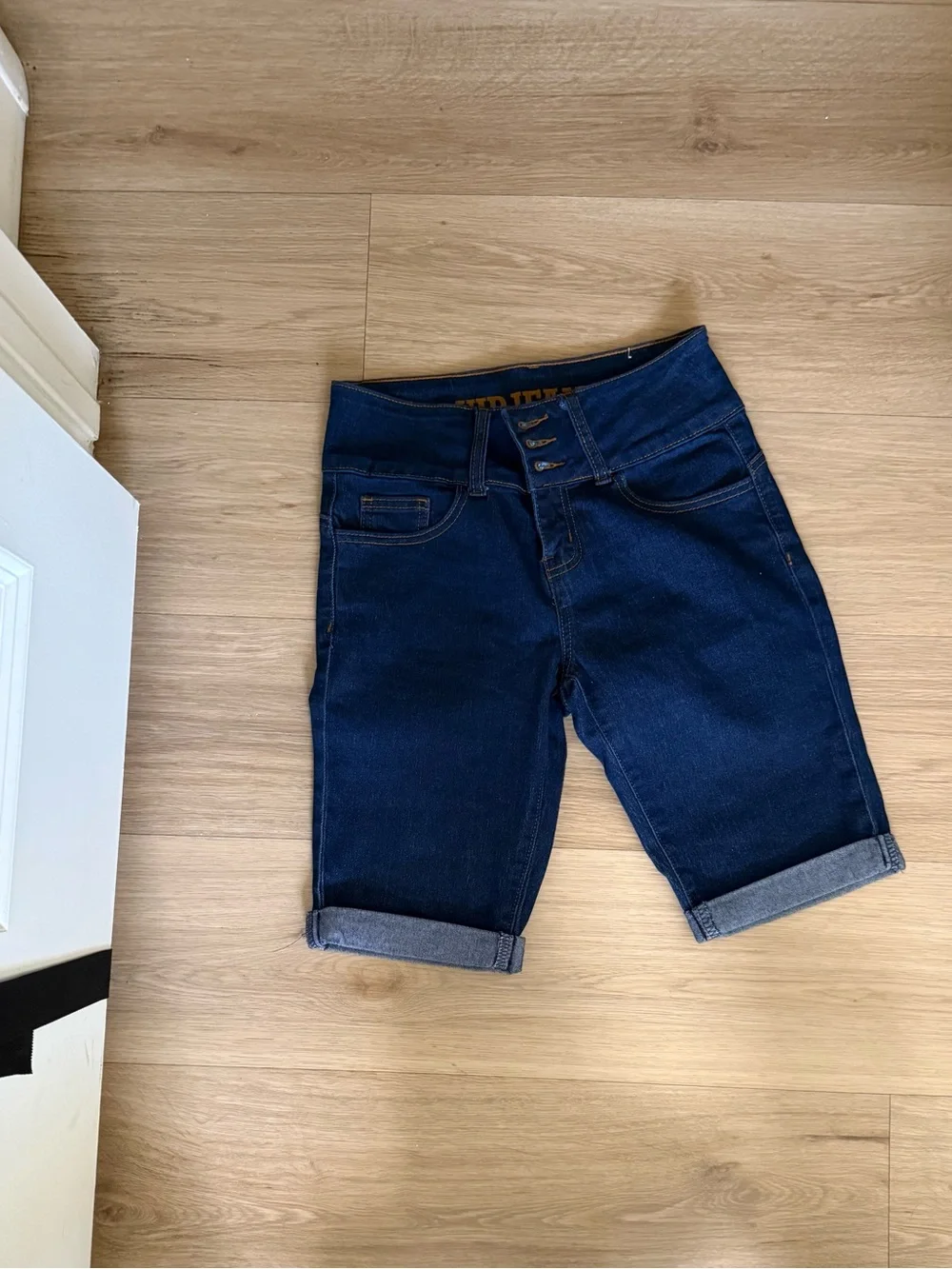 Dark Blue Denim Bermuda Shorts - Women